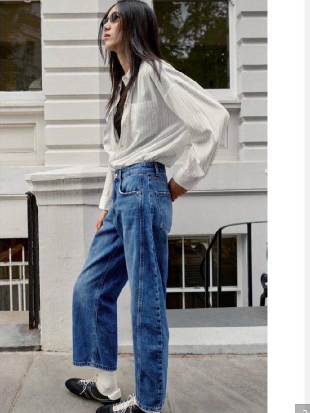 ZARA High-Rise Barrel Wide Leg Women's Jeans in Blue